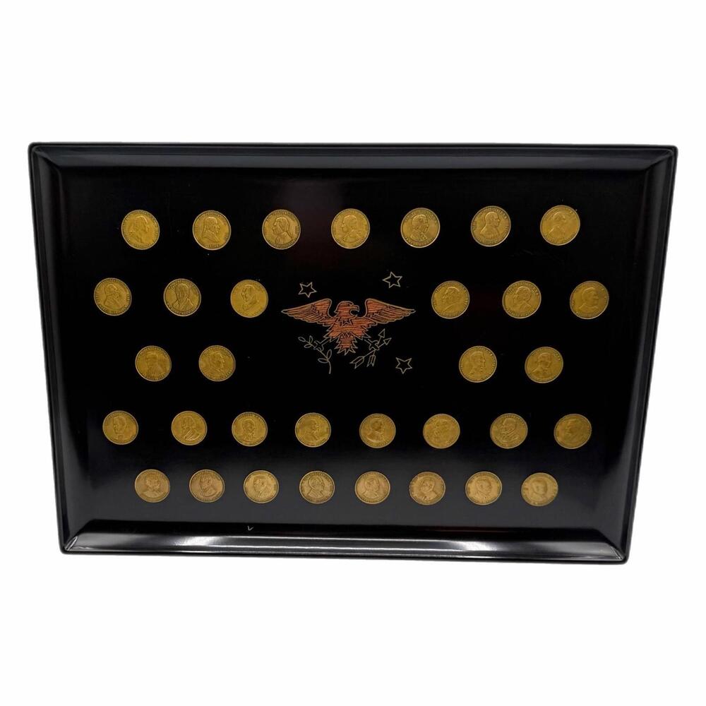 Vintage Couroc of Monterey Presidential Coins 18x12.5-inch Tray